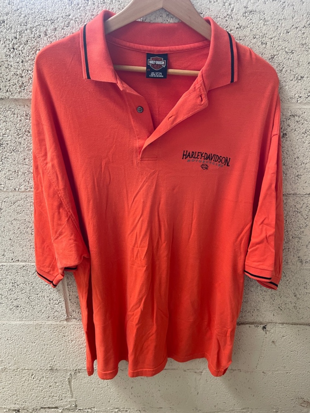 Harley-Davidson Men’s Bright Orange Polo with Black Trim